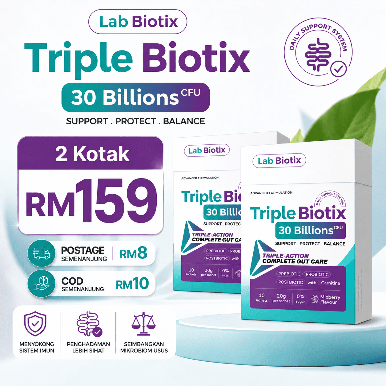 Pakej 2 Kotak Triple Biotix